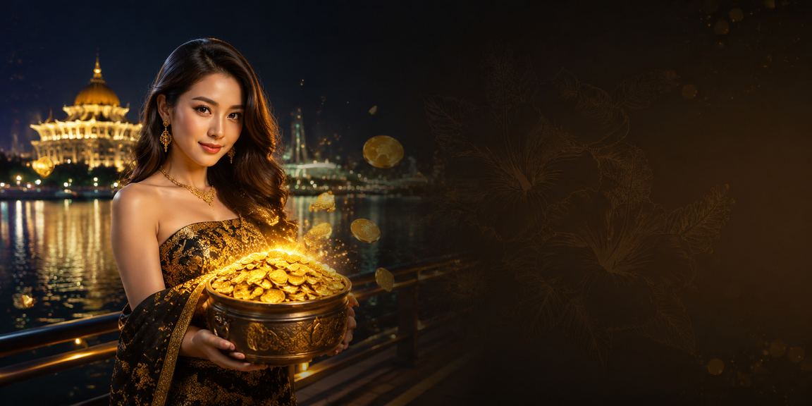 Suasana kasino hiburan mewah di Kuching dengan meja permainan kad baccarat